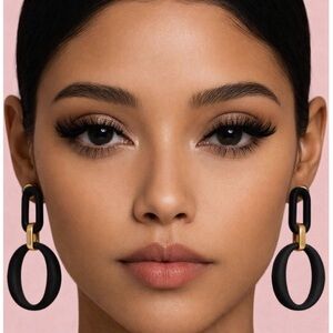 Black and Gold Statement Earrings